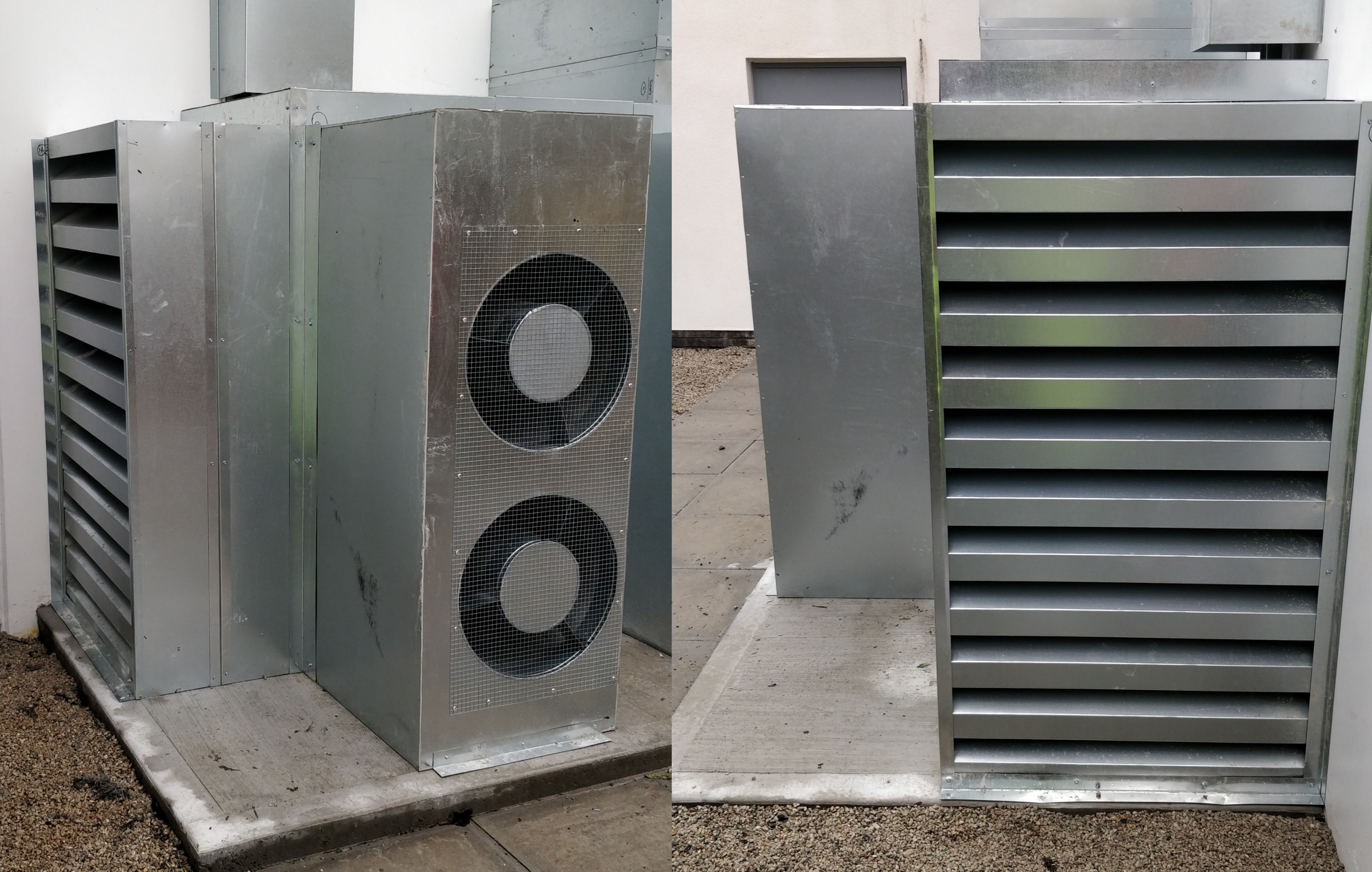 Wall-attached enclosure fitted to Toshiba splits
